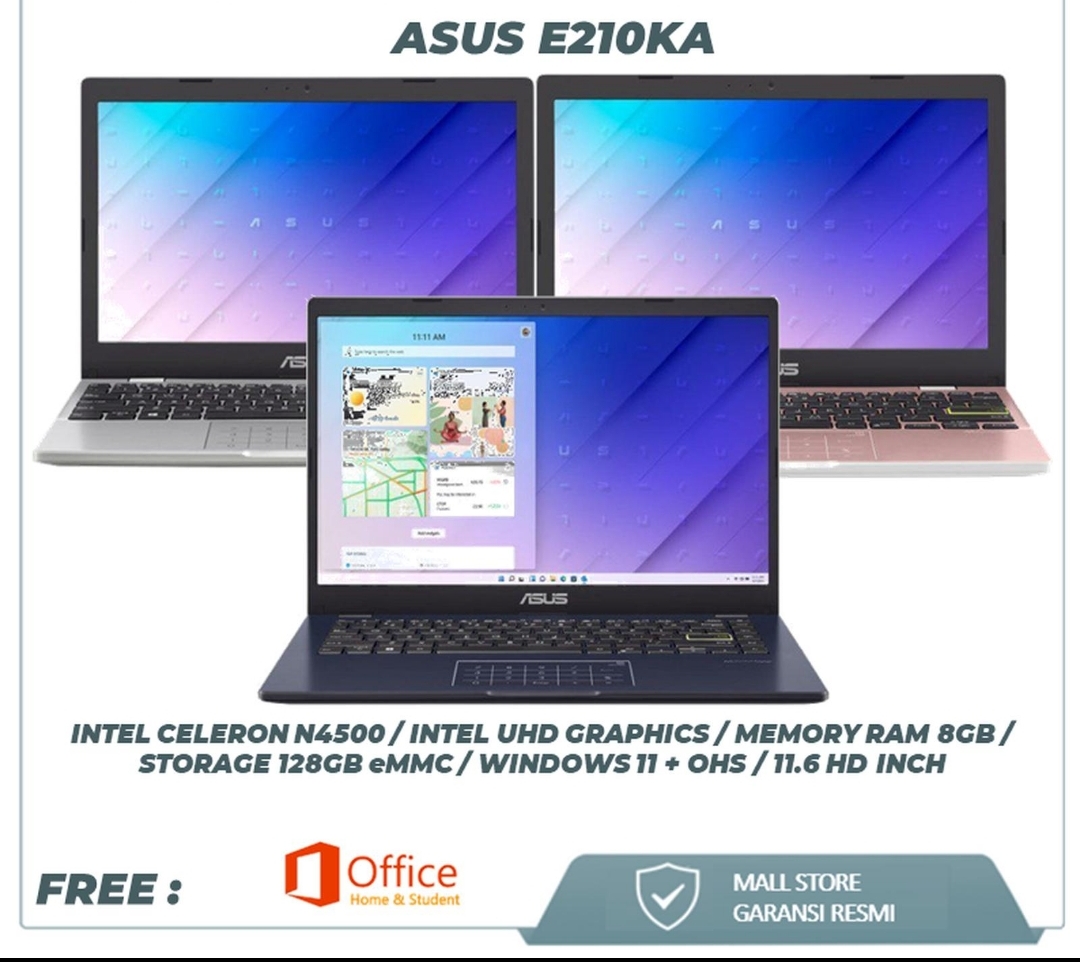Asus Vivobook Go 12 E210KA Celeron N4500 Ram 8gb eMMC 128gb blue - NEW