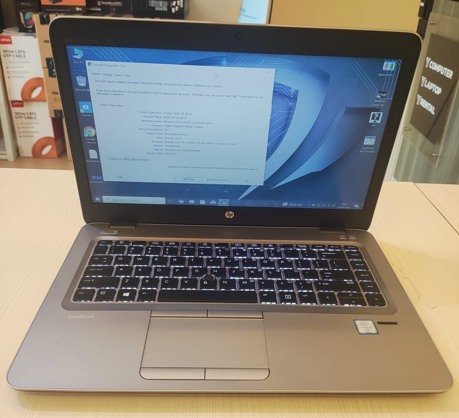 HP Elitebook 840 G3 Core i5 Ram 8gb SSD 256Gb
