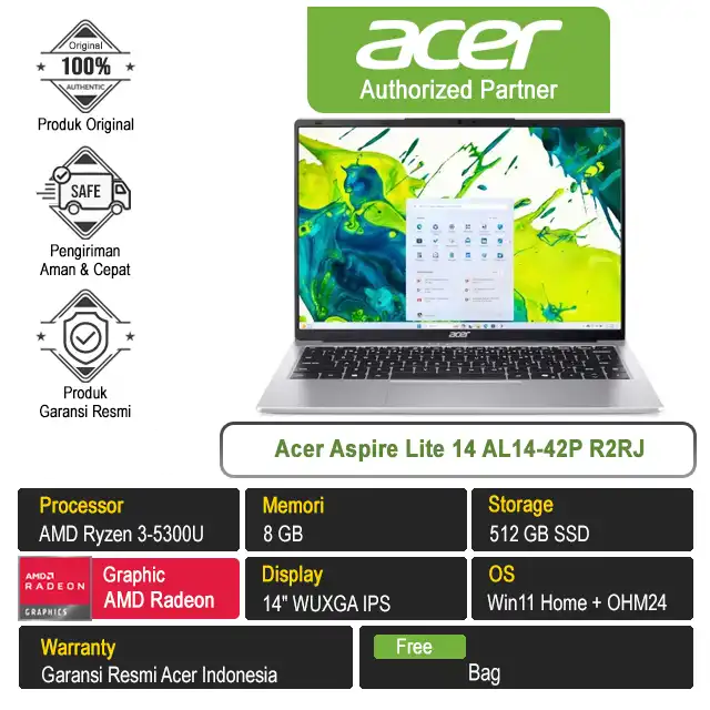 Acer Aspire Lite 14 AL14-42P R2RJ Ryzen 3 Ram 8Gb SSD 512Gb