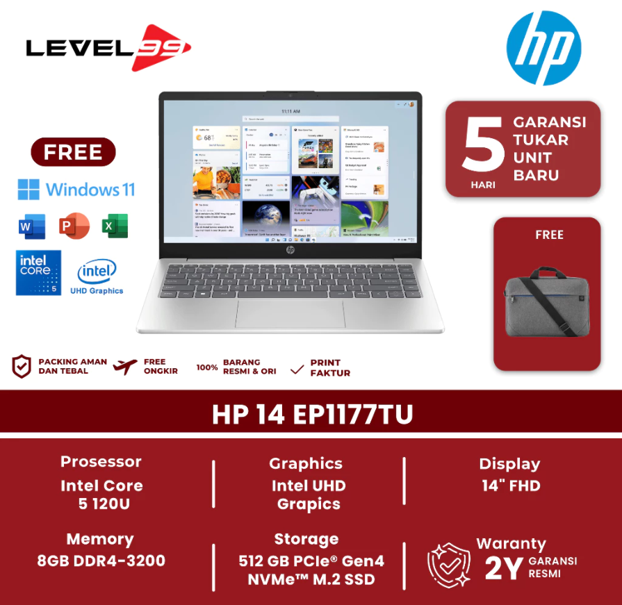 HP 14 inch Laptop 14-ep1177TU Core 5 Ram 8Gb SSD 512Gb